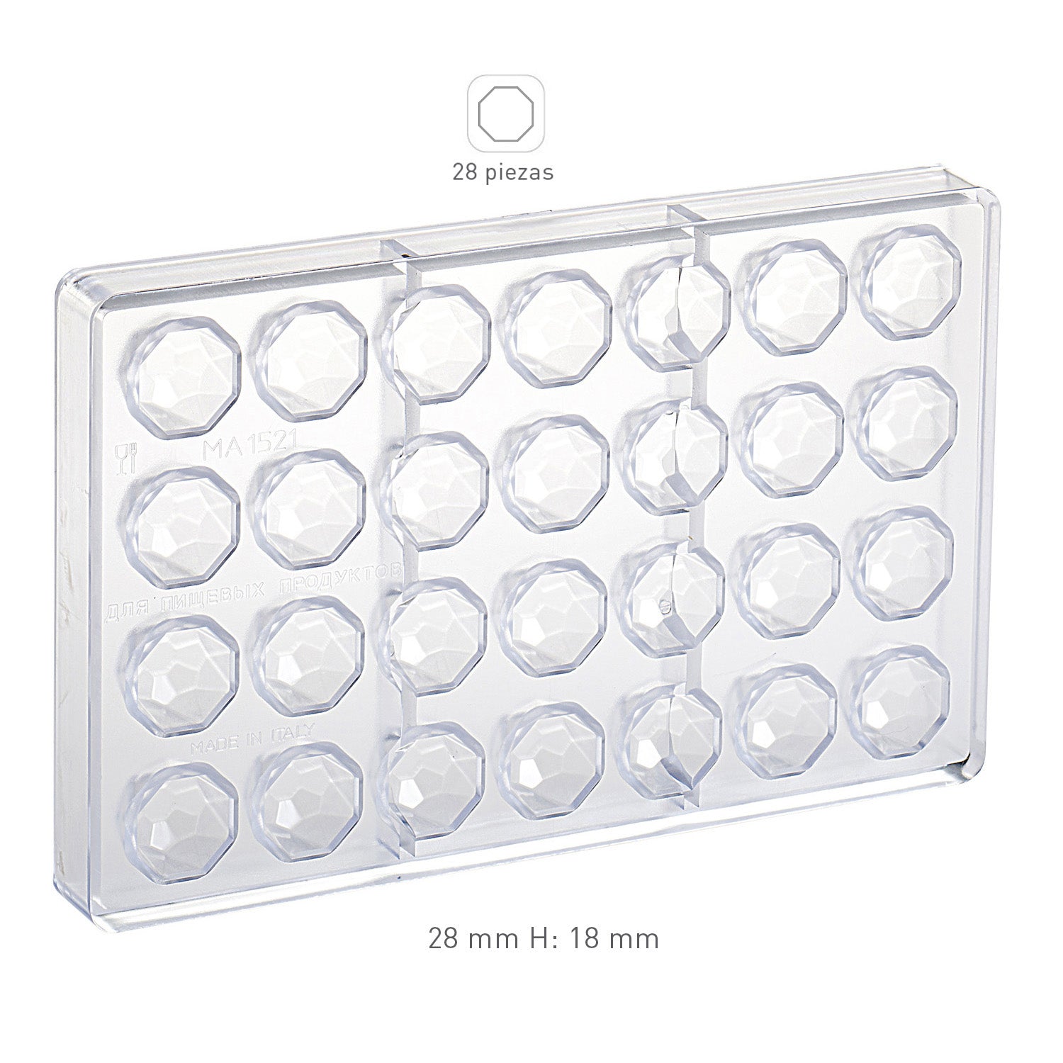 MOLDE POLICARBONATO DIAMANTE PRALINE Ø 28MM H18MM | 28 UD