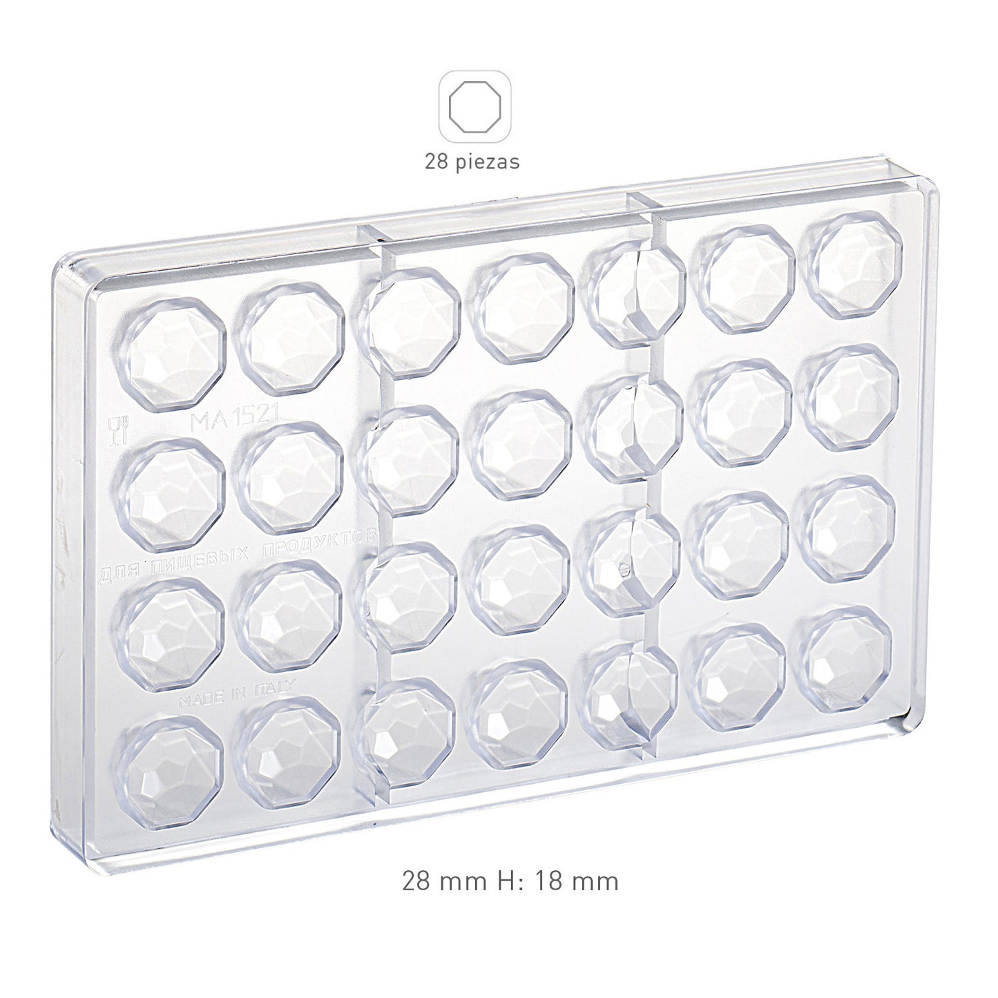 MOLDE POLICARBONATO DIAMANTE PRALINE Ø 28MM H18MM | 28 UD