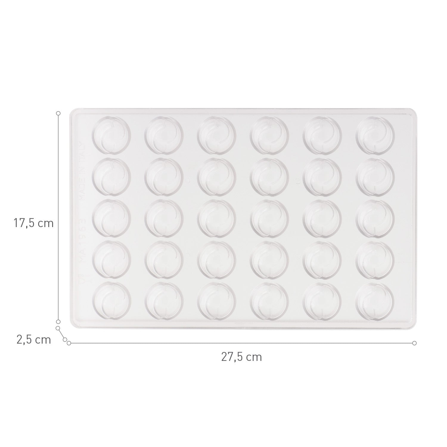 FORMA POLICARBONATO CHOCOLATE 30 PCS 7GR  26X26 H20MM