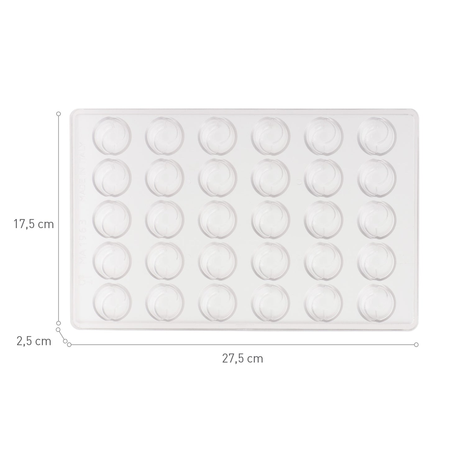 FORMA POLICARBONATO CHOCOLATE 30 PCS 7GR  26X26 H20MM