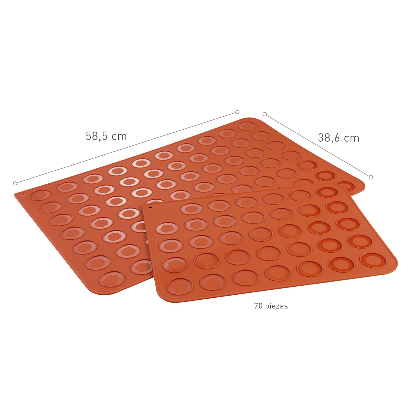 TAPETE SILICONA MACARONS 58,5X38,6CM 70 PCS | Ø 40MM