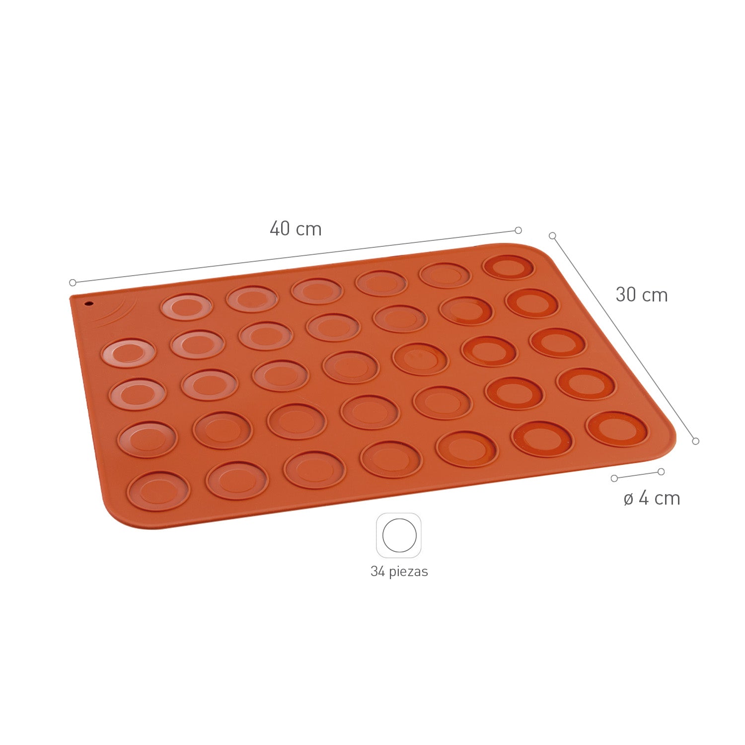 FORMA SILICONA MACARONS 30X40CM | 34 PCS Ø 40MM
