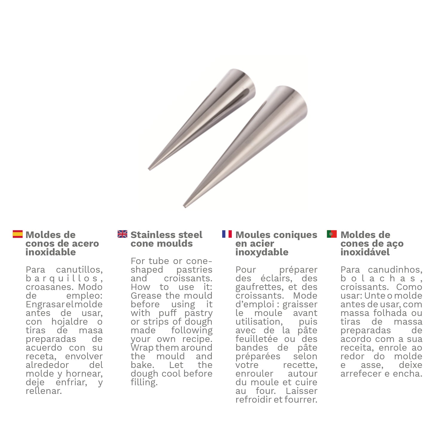 STAMPI CANNOLO FORMA CONICA INOX Ø 35 X 140MM