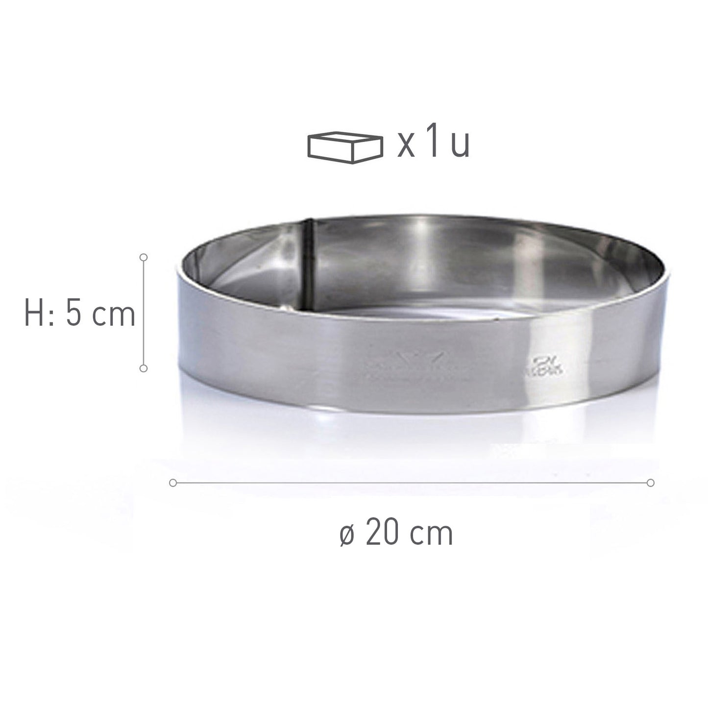 MOLDE ARO ACERO INOX. DIAM 20H5CM