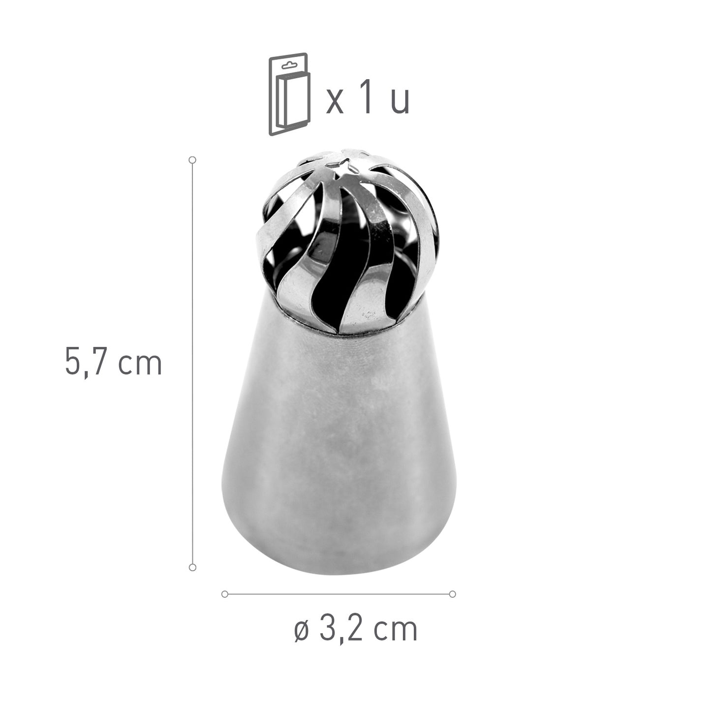 BOQUILLA TWIST ACERO INOX Ø 32 H60MM | TOP Ø 22MM