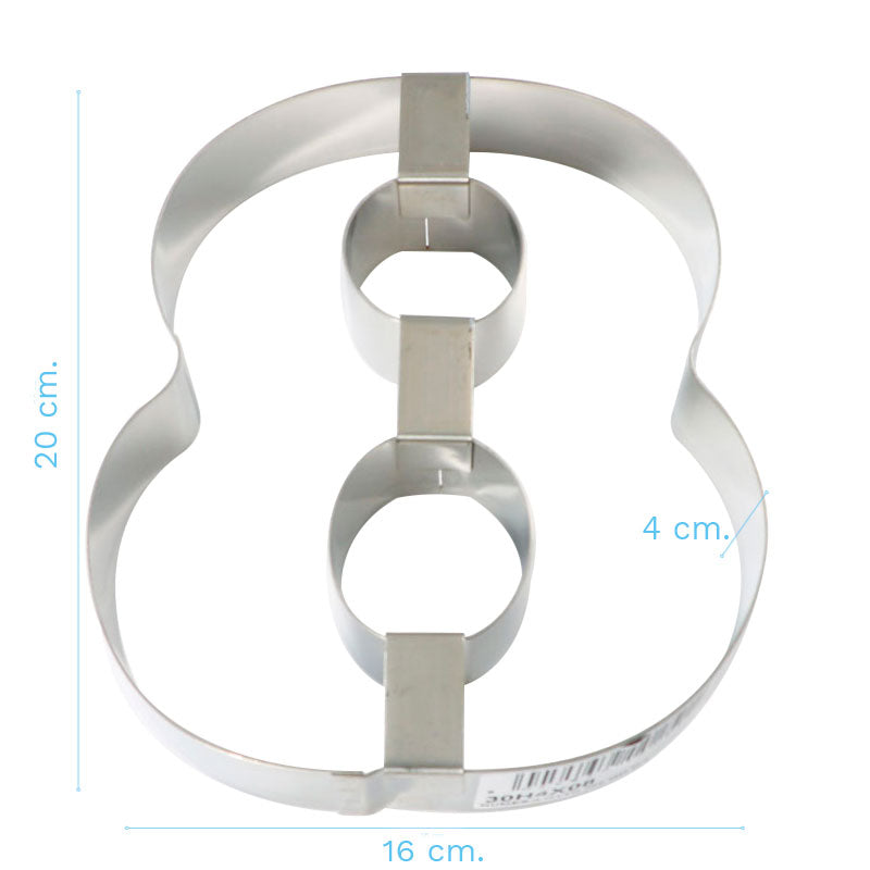 MOLDE ACERO INOX TARTA NÚMERO OCHO 20 x 16 x 4 CM