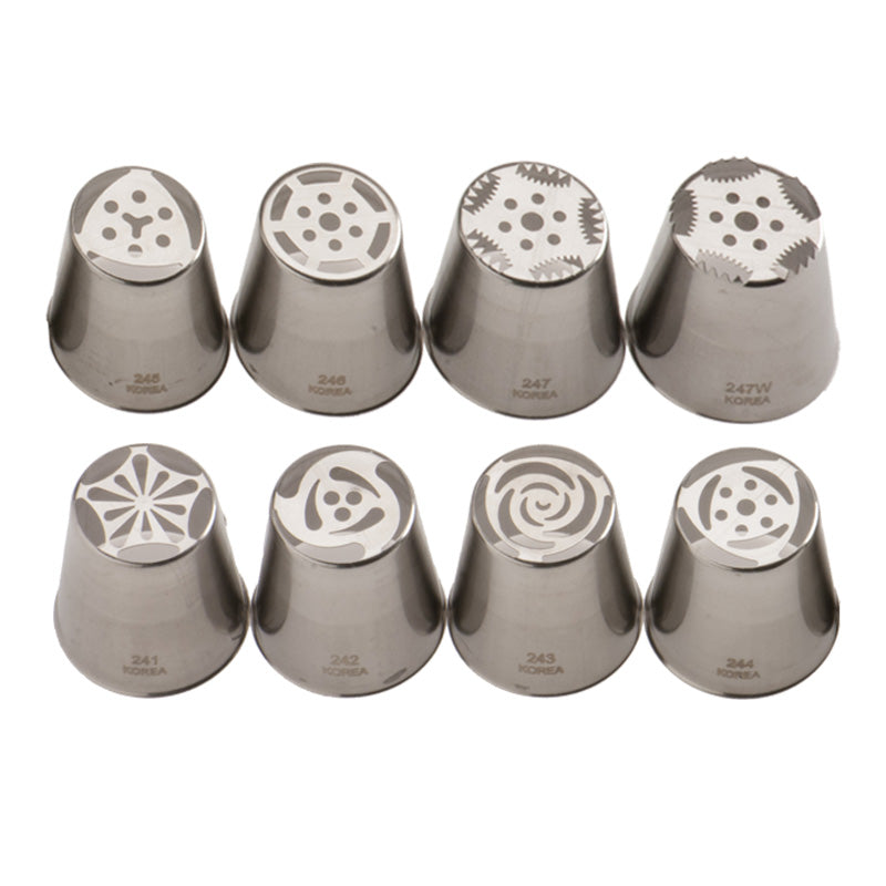 KIT 8 BOQUILLAS RUSAS DE ACERO INOXIDABLE Ø 37X42MM