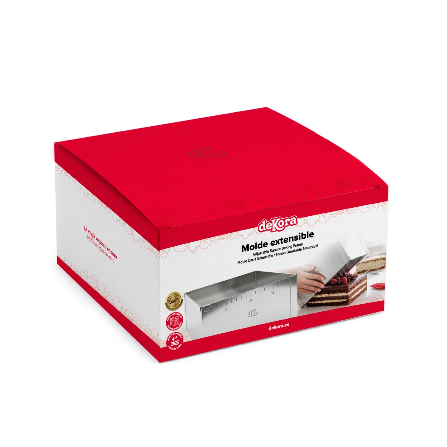 MOLDE QUADRADO EXTENSÍVEL EM AÇO INOXIDÁVEL Ø 20-35CM H 10CM