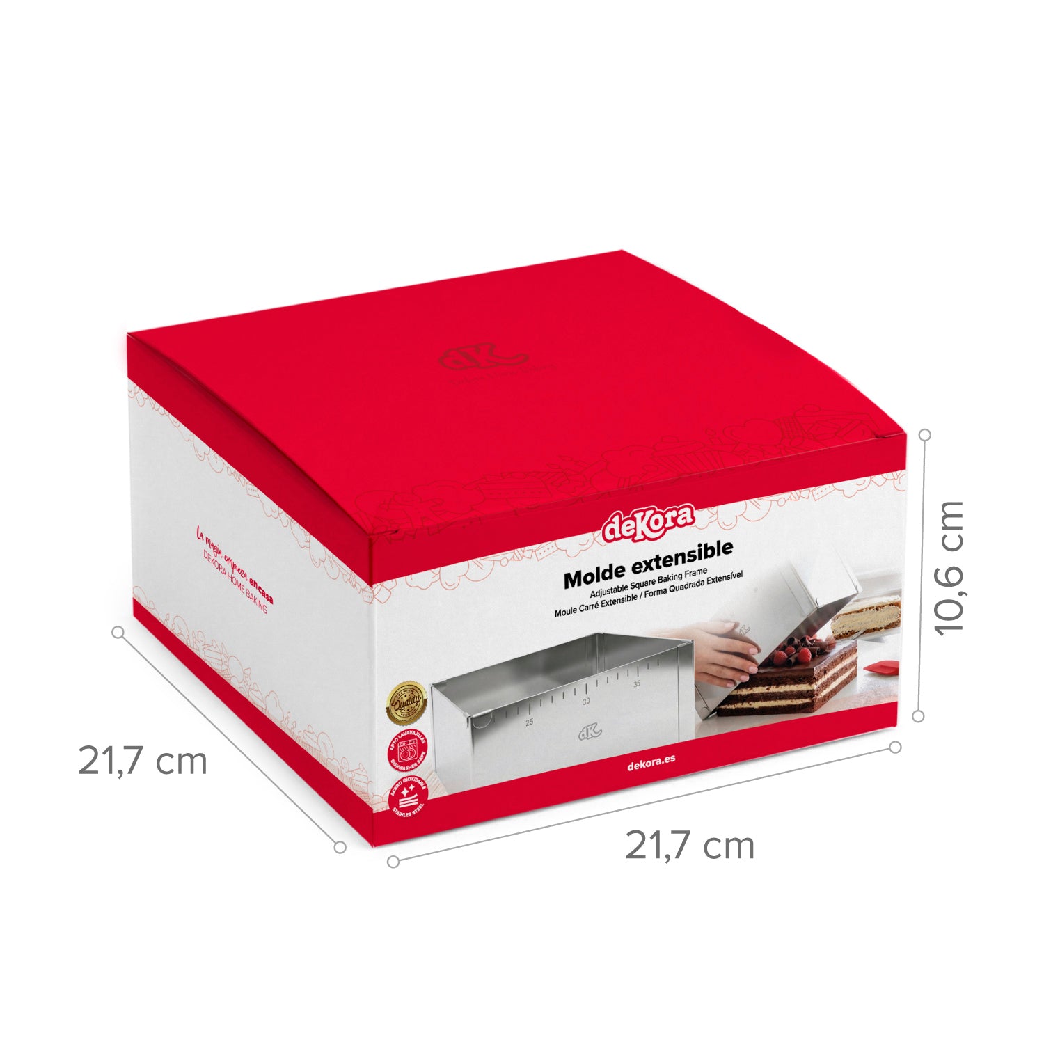 MOLDE CUADRADO EXTENSIBLE ACERO INOX Ø20-35CM H10CM HOME BAK
