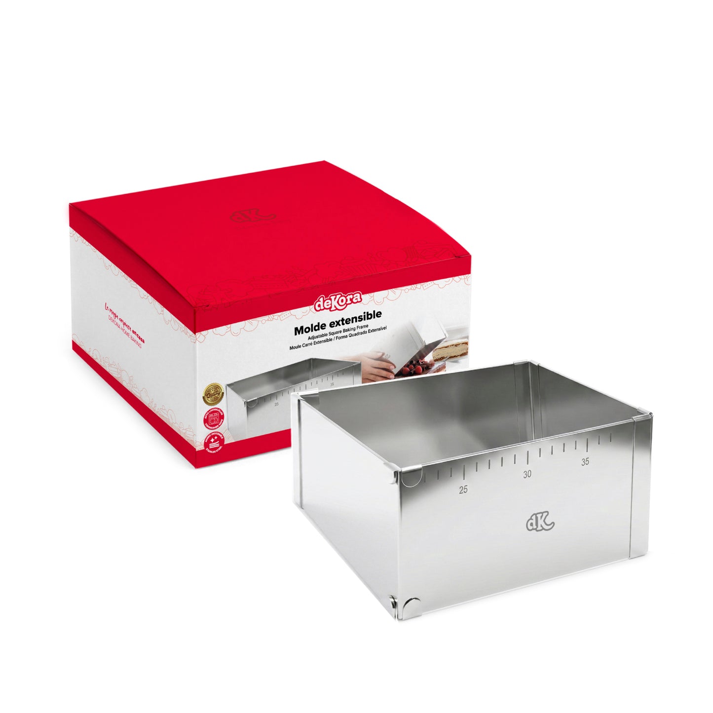 MOLDE CUADRADO EXTENSIBLE ACERO INOX Ø20-35CM H10CM HOME BAK