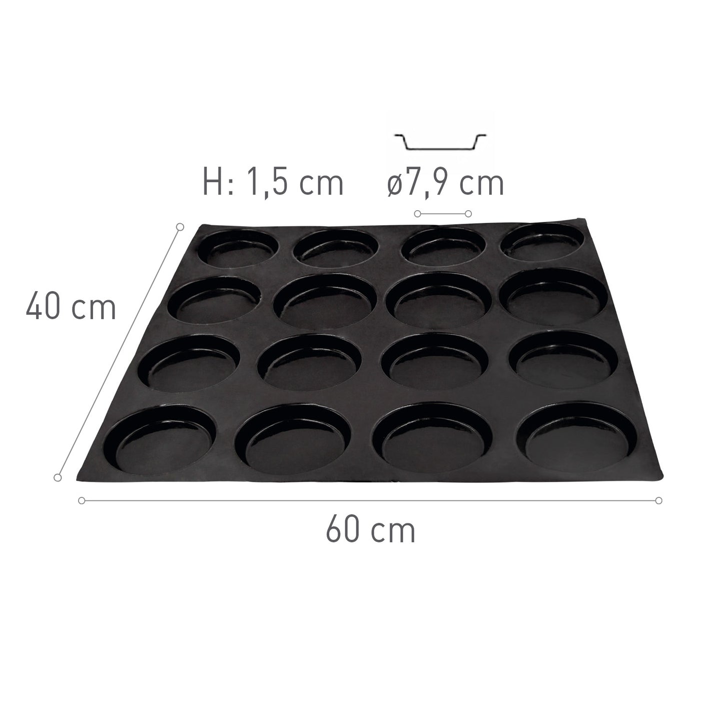 MOLDE FLEXIPAN 24 ROUND BRIOCHES Ø 79 H15MM Vol 65ml 60*40