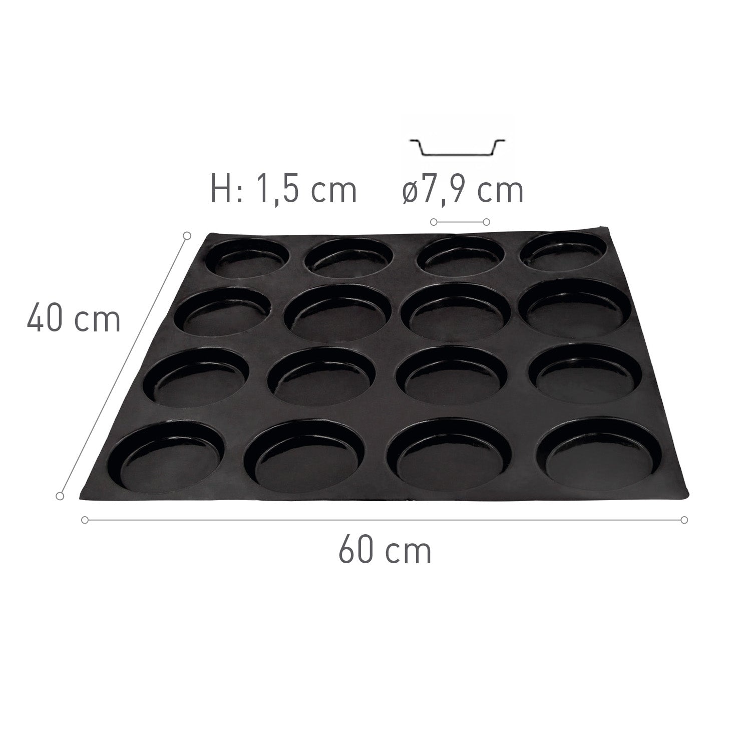 MOULE FLEXIPAN 24 BRIOCHES RONDES Ø 79 H15MM Vol 65ml 60*40