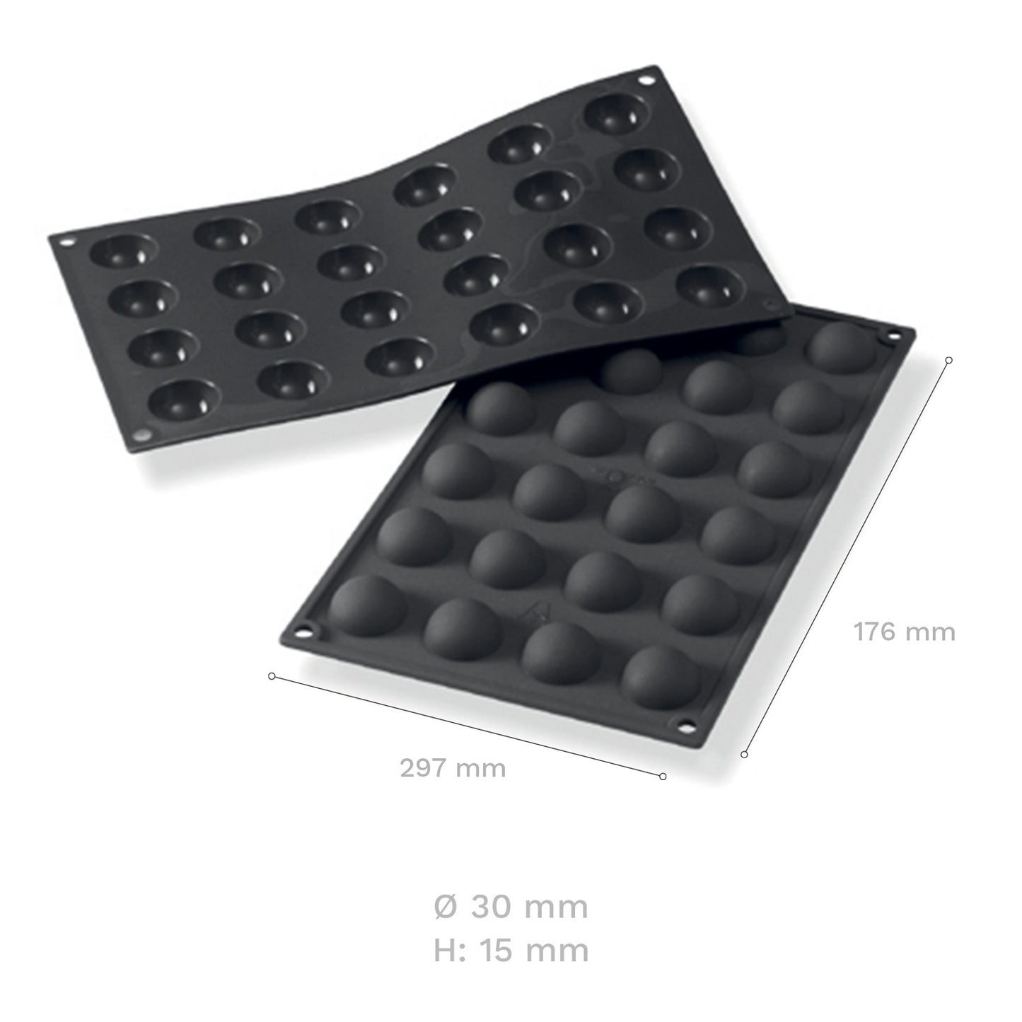 MOLDE SILICONFLEX 24 FORMAS SEMIESFERA Ø 30MM X H 15MM