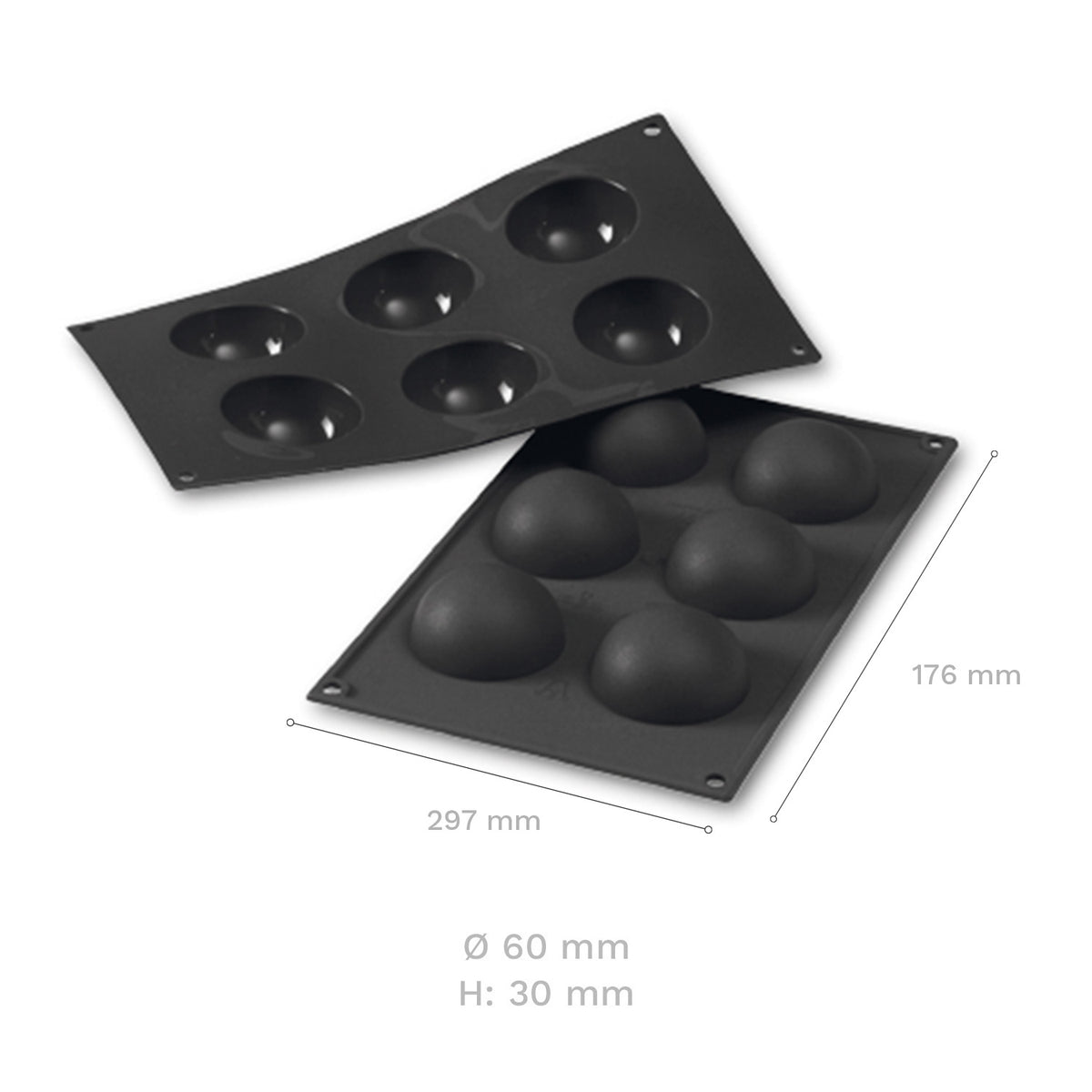 MOULE SILICONFLEX 6 FORMES SEMISPHERE Ø 60MM H30MM