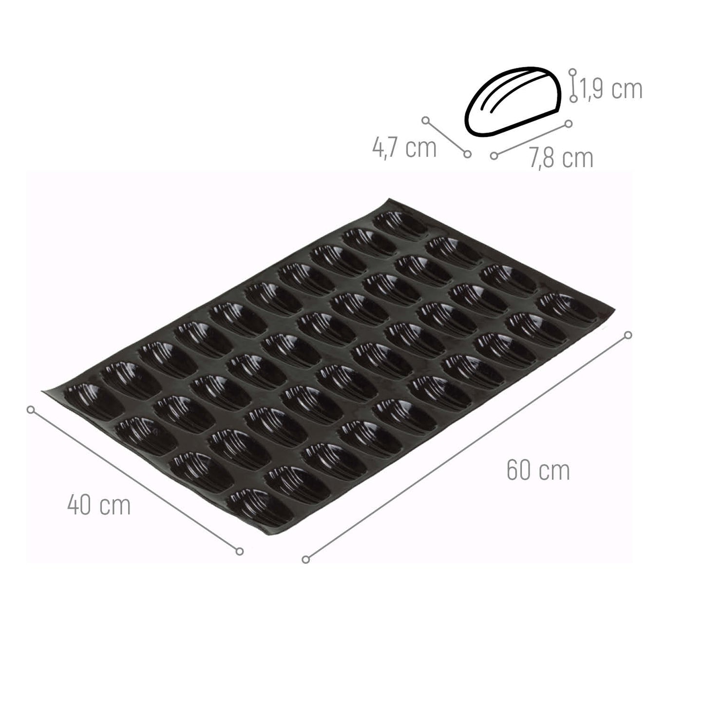 40 MOLDES PARA MADALENAS 78X47X19MM   60X40CM