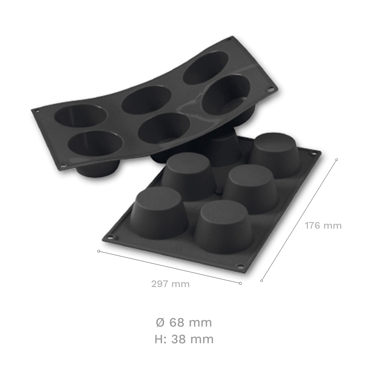 MOLDE SILICONA PARA 6 MUFFINS GRANDES Ø 68 MM H38 MM
