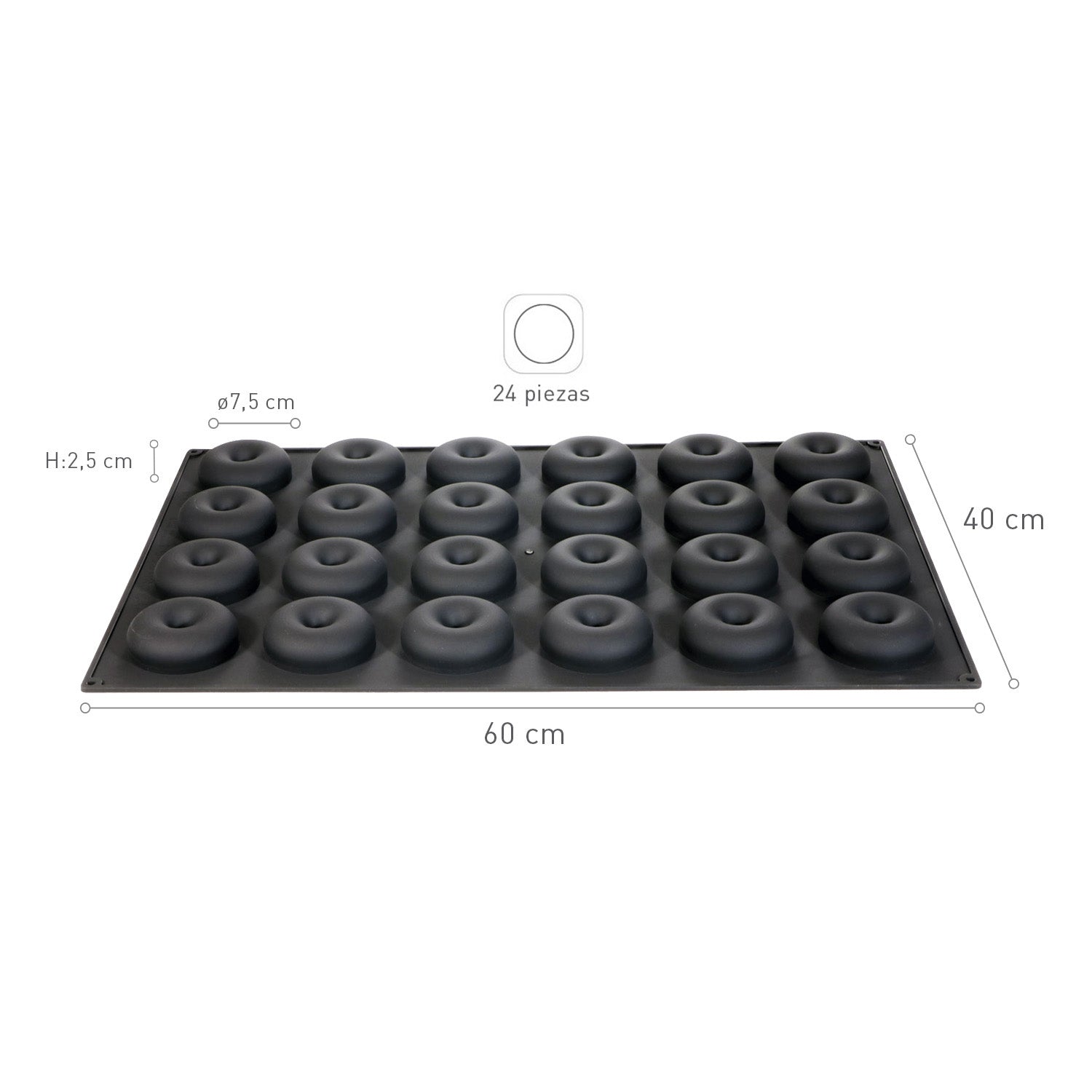FORMA SILICONA 24 DONUTS Ø 75MM H25MM | 60X40CM