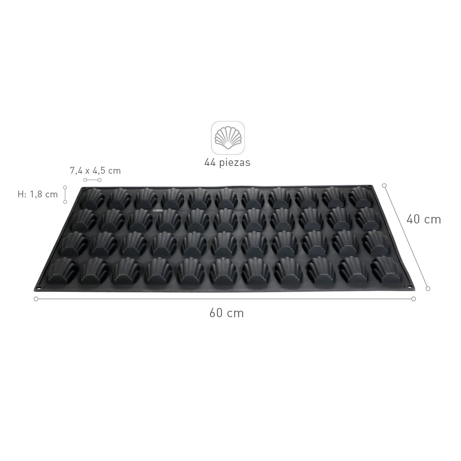 FORMA SILICONA 44 MADELEINES 74X45H18MM | 60X40CM