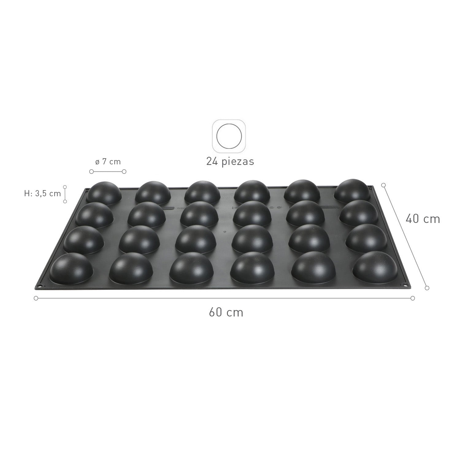 24 SPHERES SILICON MOULD Ø 70MM H35MM | 60X40CM