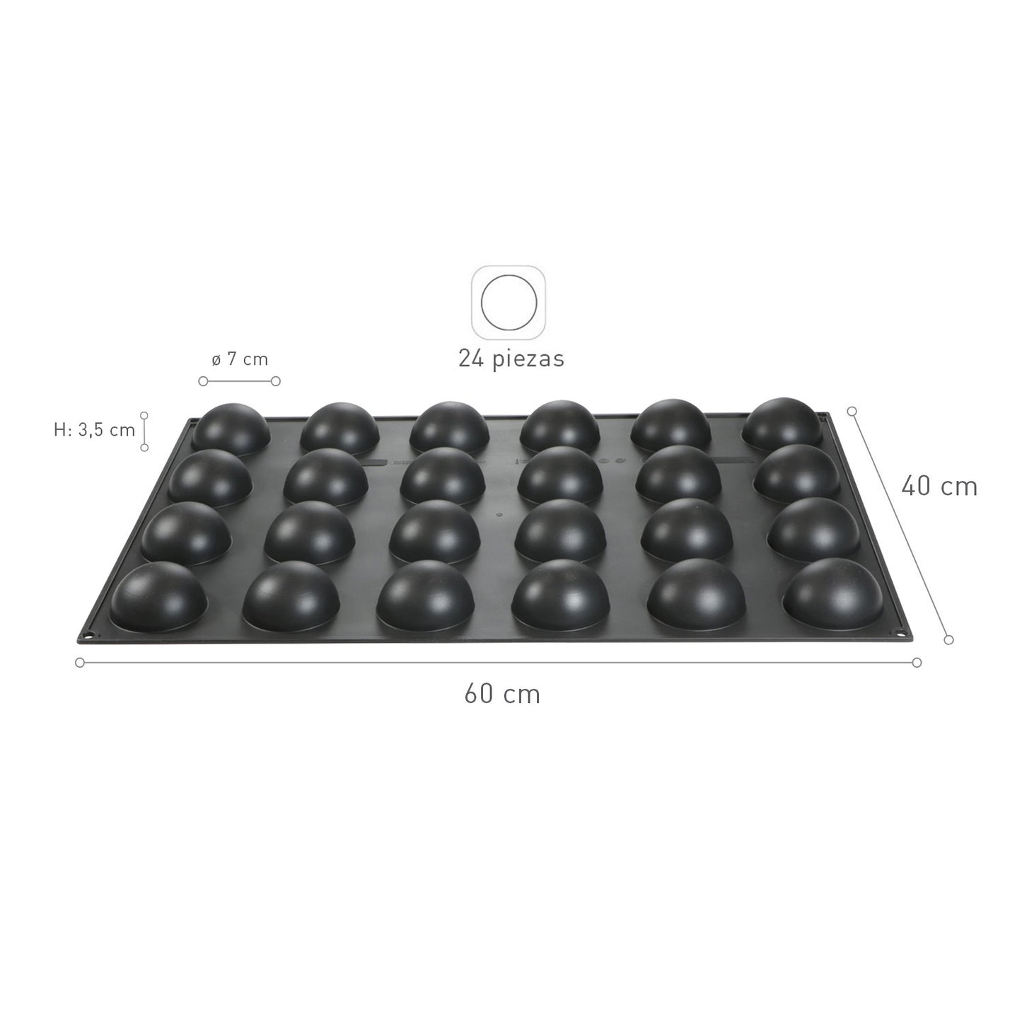 24 SPHERES SILICON MOULD Ø 70MM H35MM | 60X40CM