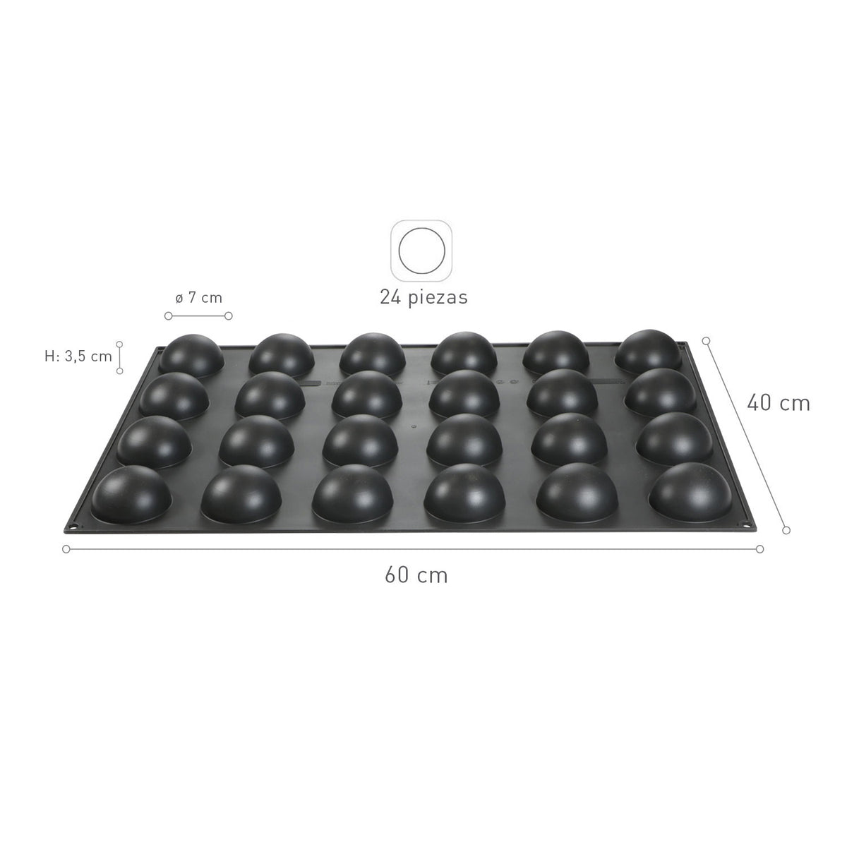 24 SPHERES SILICON MOULD Ø 70MM H35MM | 60X40CM