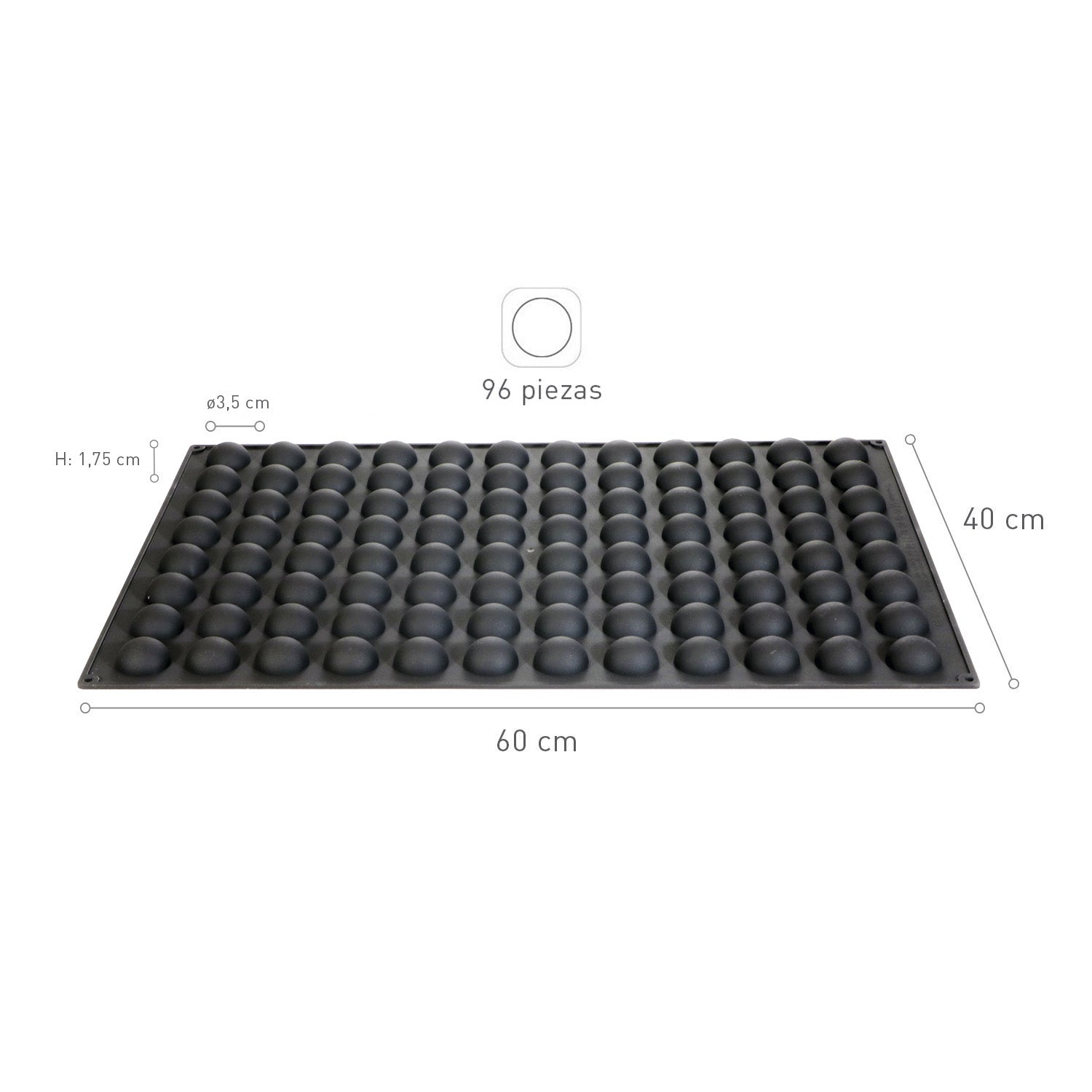 MOULD SILICONA 96 MINI SPHÈRES Ø 35MM H17.5MM | 60X40CM