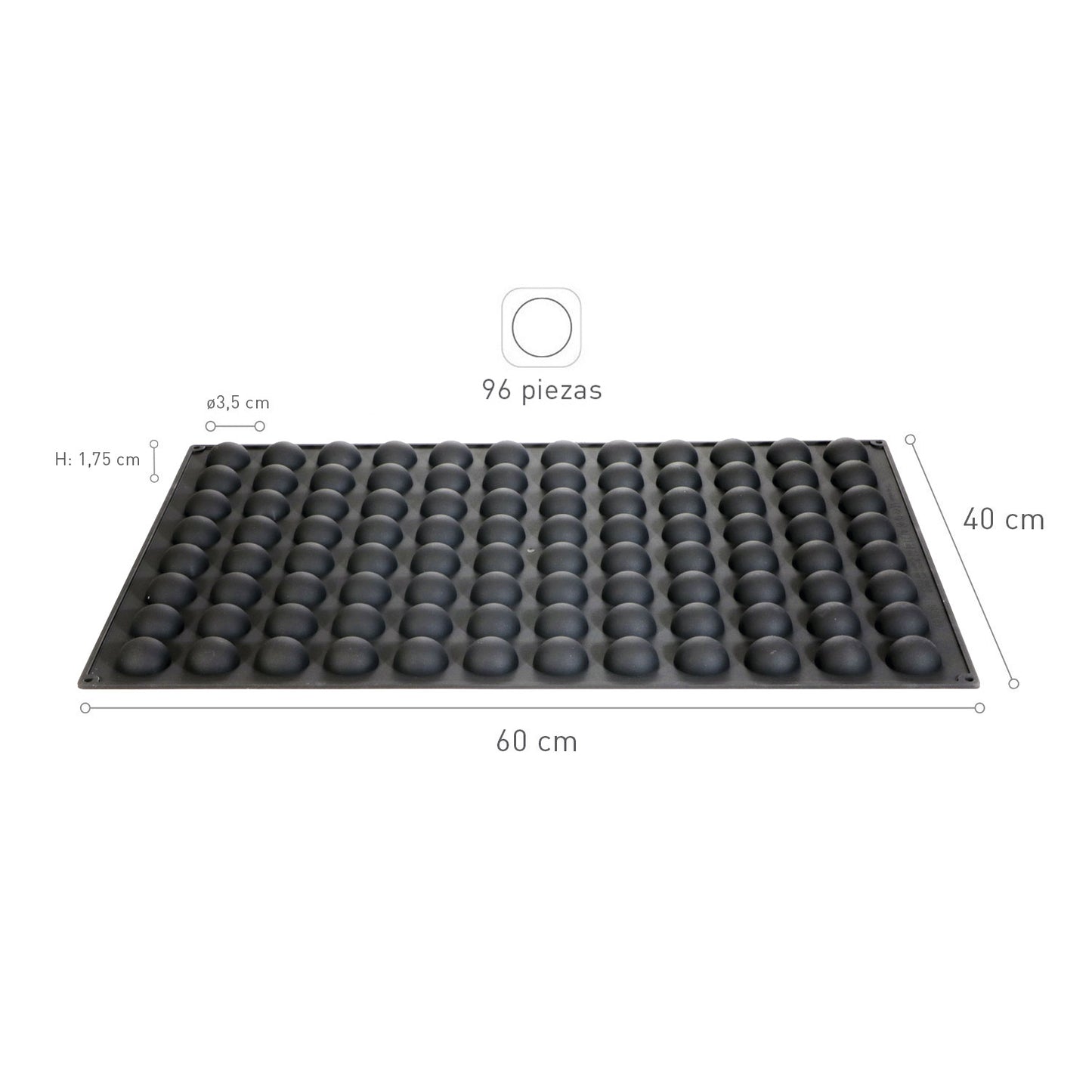 MOULD SILICONA 96 MINI SPHÈRES Ø 35MM H17.5MM | 60X40CM