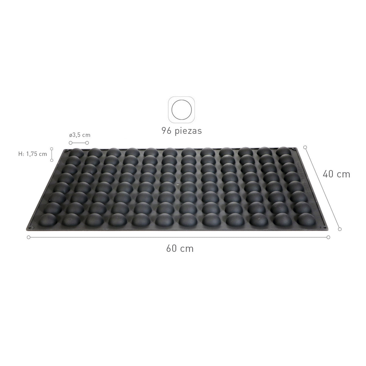 MOLDE SILICONA 96 MINI ESFERAS Ø 35MM H17.5MM | 60X40CM