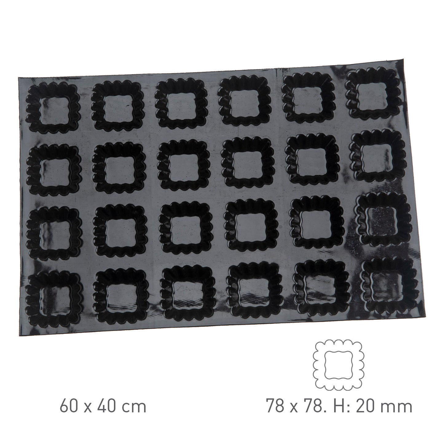 FLEXIPAN FLUTED SQUARE TARTLETS 78X78CM H20MM Vol 70ML
