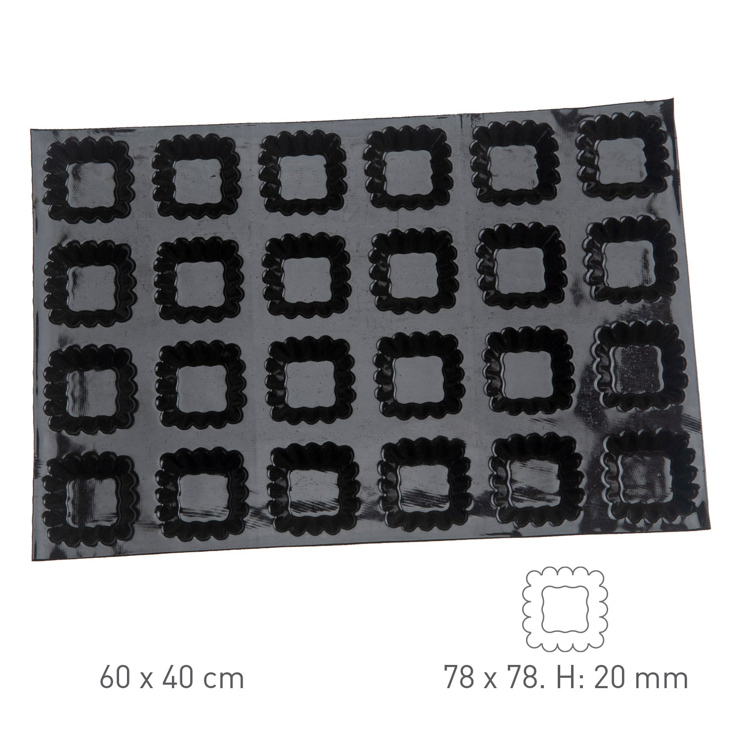 MOLDE SILICONA 24 TARTALETA CUADRADA 78X78CM H20MM Vol 70ML