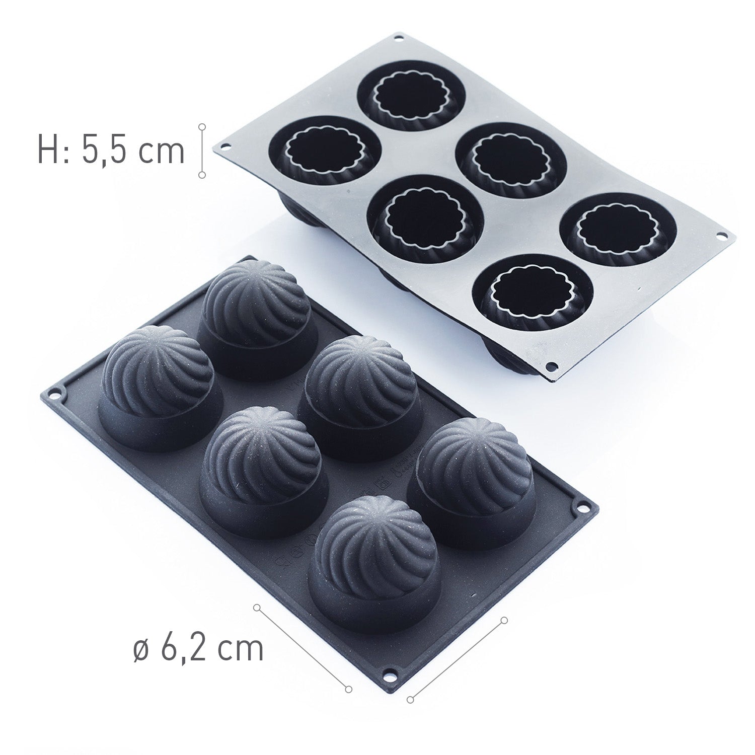 6 MOLDES TWIST DIAM 62MM H55MM