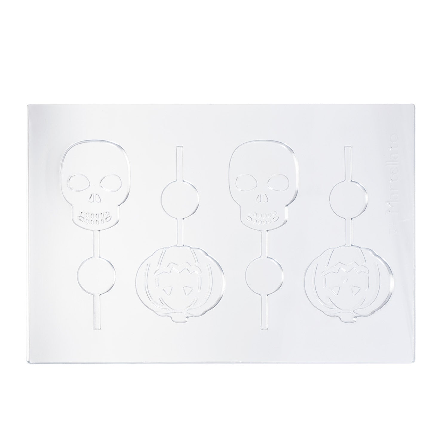 KIT 2 MOLDES PLASTICO PIRULETAS CHOCOLATE HALLOWEEN 8 PIEZAS