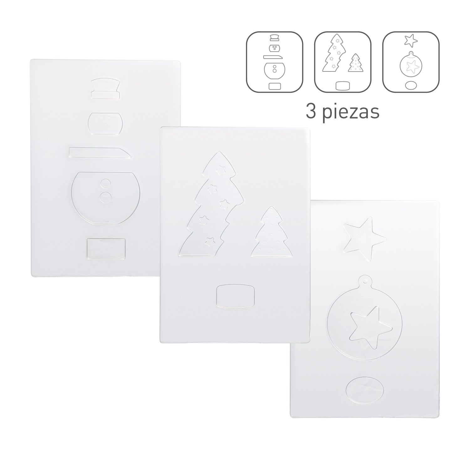 KIT PLÁSTICO TERMOFORMADO 3 PIEZAS NAVIDAD 80GR