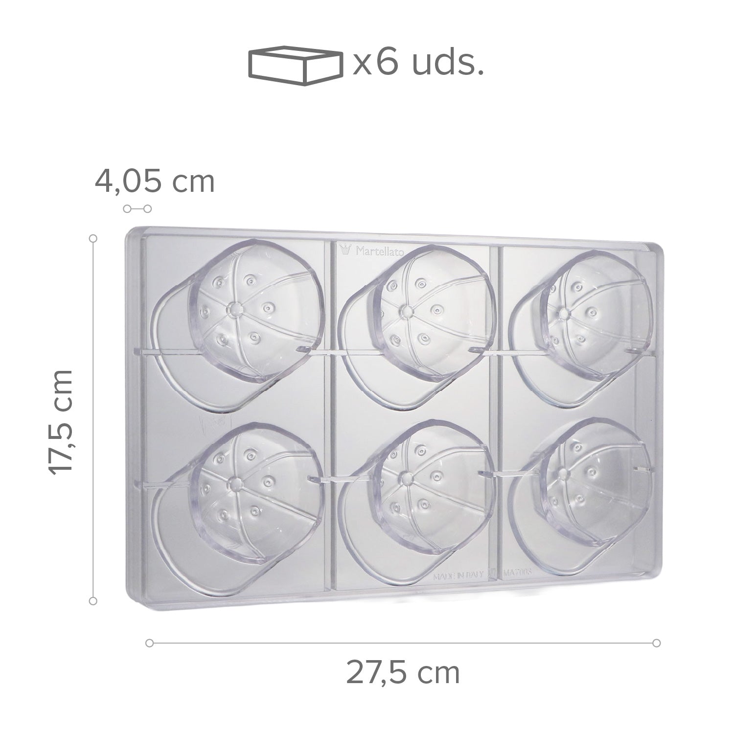 STAMPO POLICARBONATO GORRA 6 PEZZI - 275 x 175 x 40,5 MM