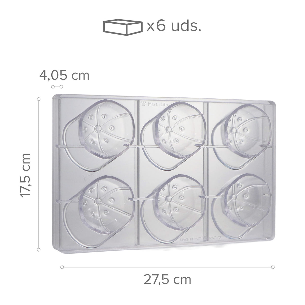 STAMPO POLICARBONATO GORRA 6 PEZZI - 275 x 175 x 40,5 MM