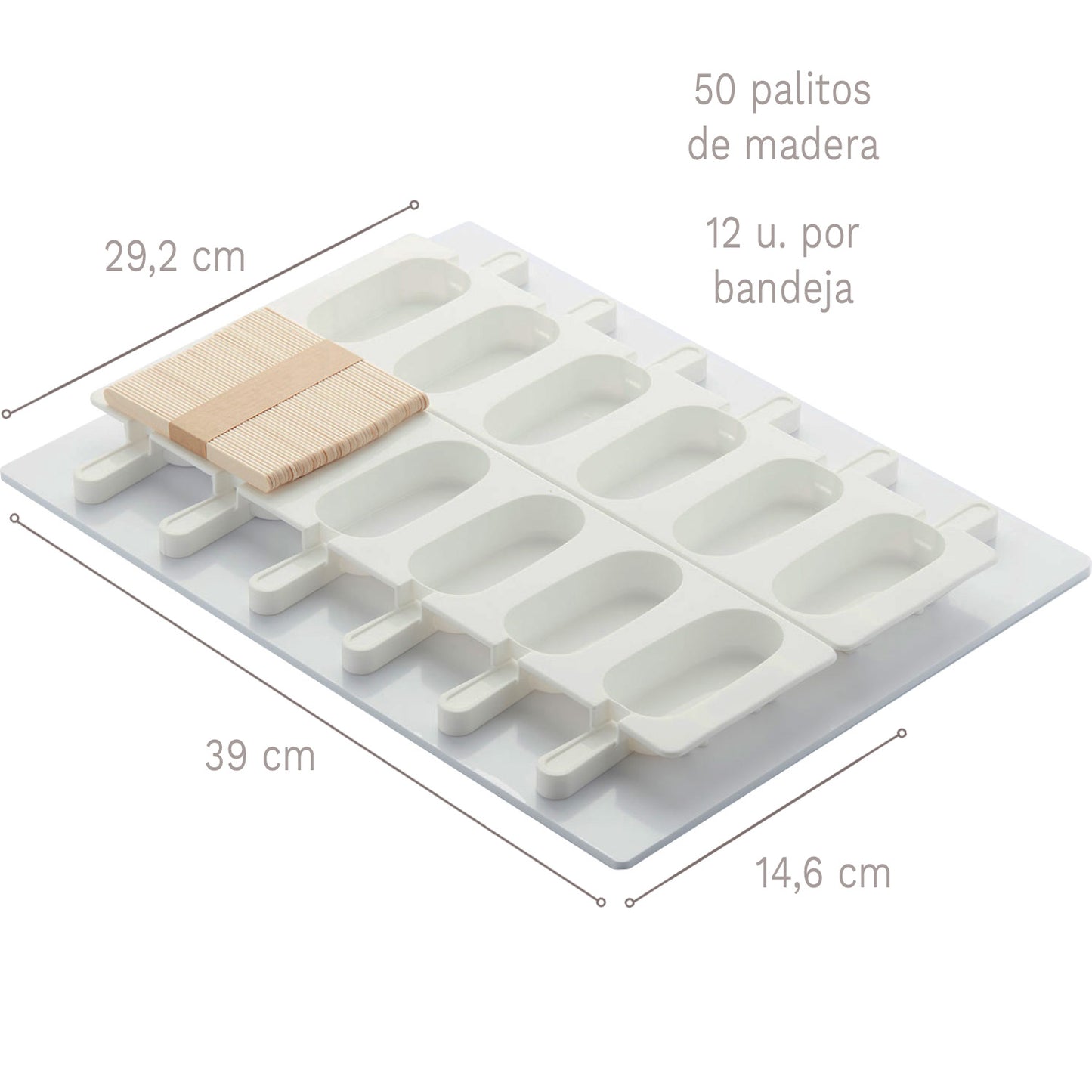 MOLDE DE GELADO CLÁSSICO - 2 MOLDES 390X146 MM E 50 PALITOS