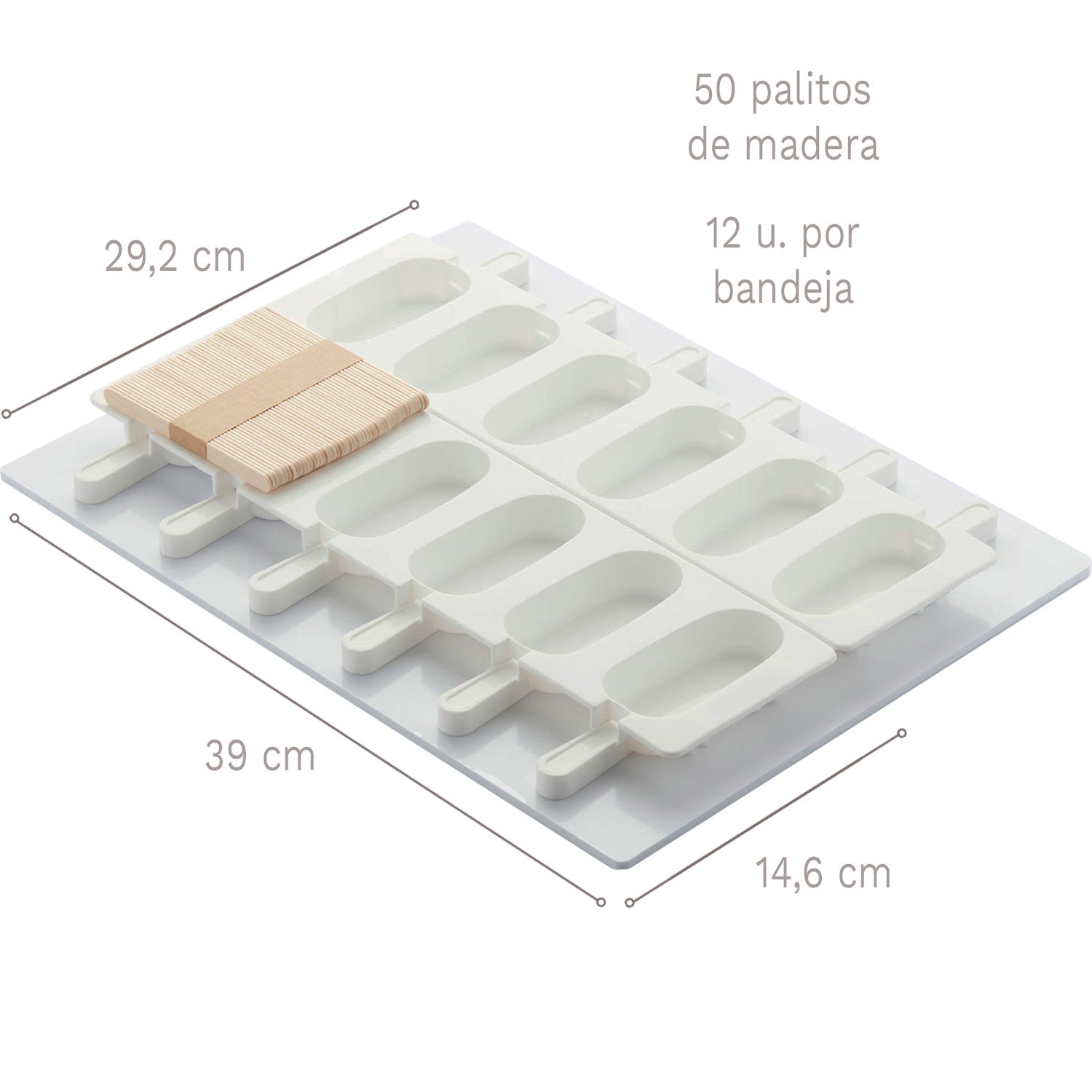 MOLDE DE GELADO CLÁSSICO - 2 MOLDES 390X146 MM E 50 PALITOS
