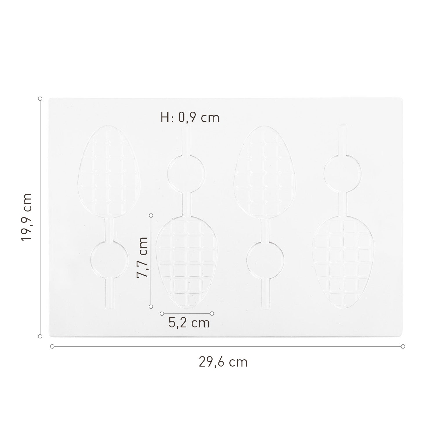 KIT 2 MOLDES PLÁSTICO PIRULETAS CHOCOLATE HUEVO 52X77XH9MM