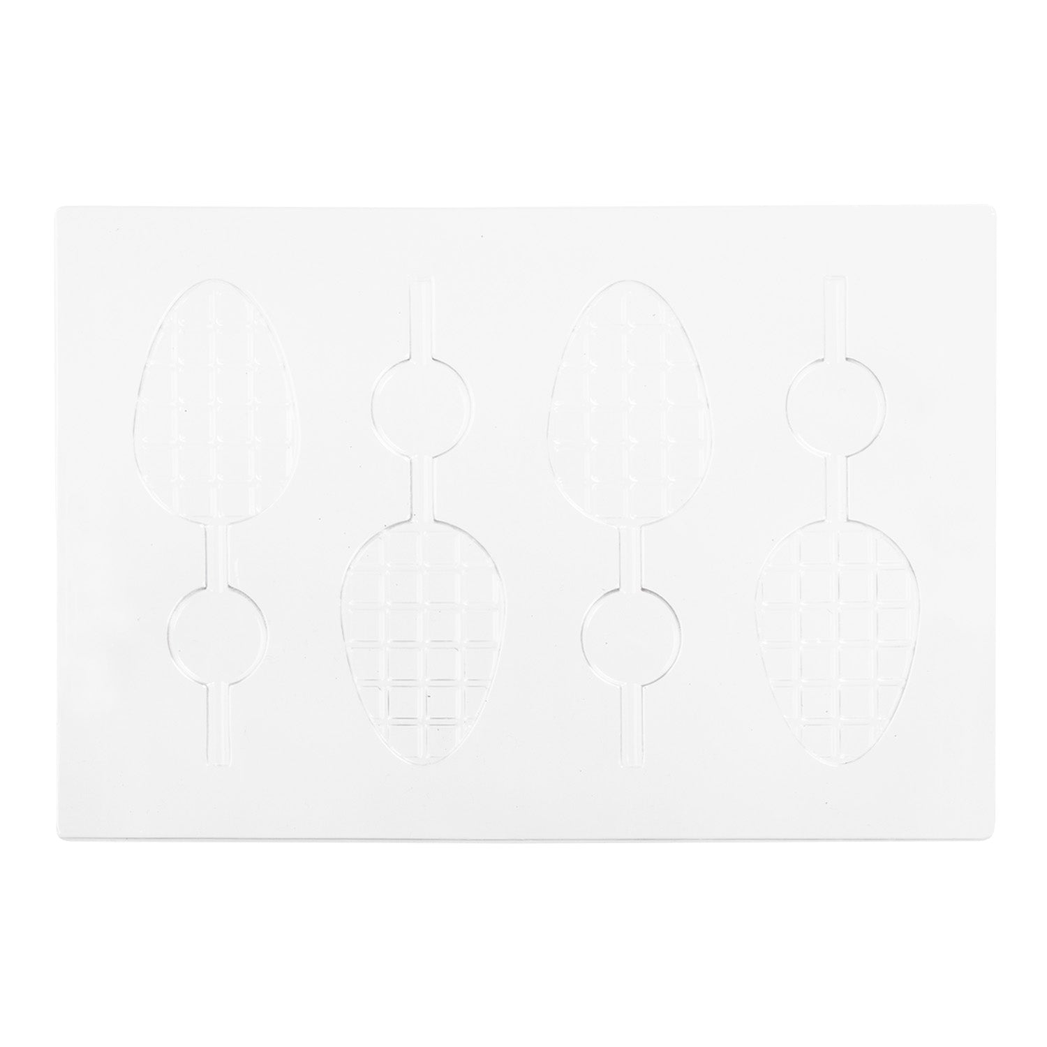 KIT 2 MOLDES PLÁSTICO PIRULETAS CHOCOLATE HUEVO 52X77XH9MM