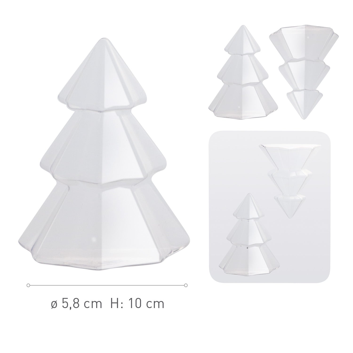 KIT 2 MOLDES PLAST. TERMOFORMADOS ARBOL NAVIDAD Ø 95 H 120MM