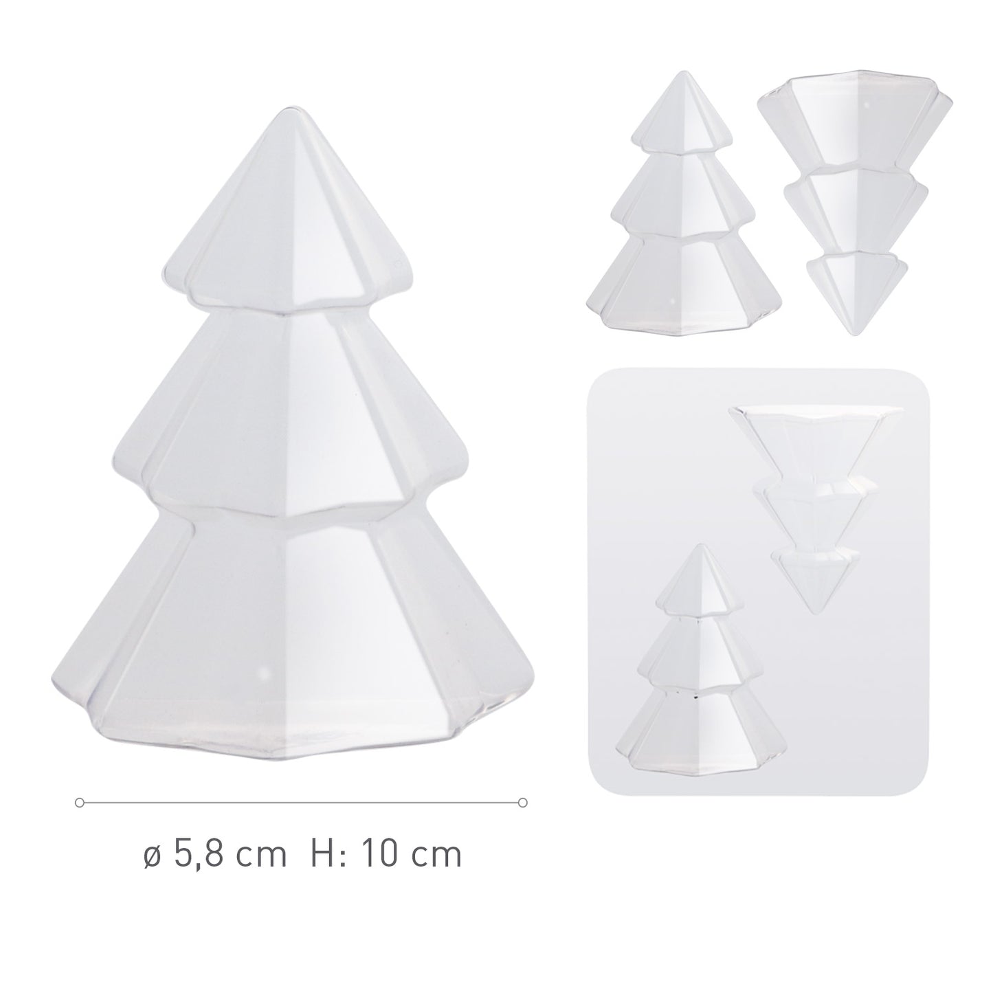 KIT 2 MOLDES PLAST. TERMOFORMADOS ARBOL NAVIDAD Ø 95 H 120MM