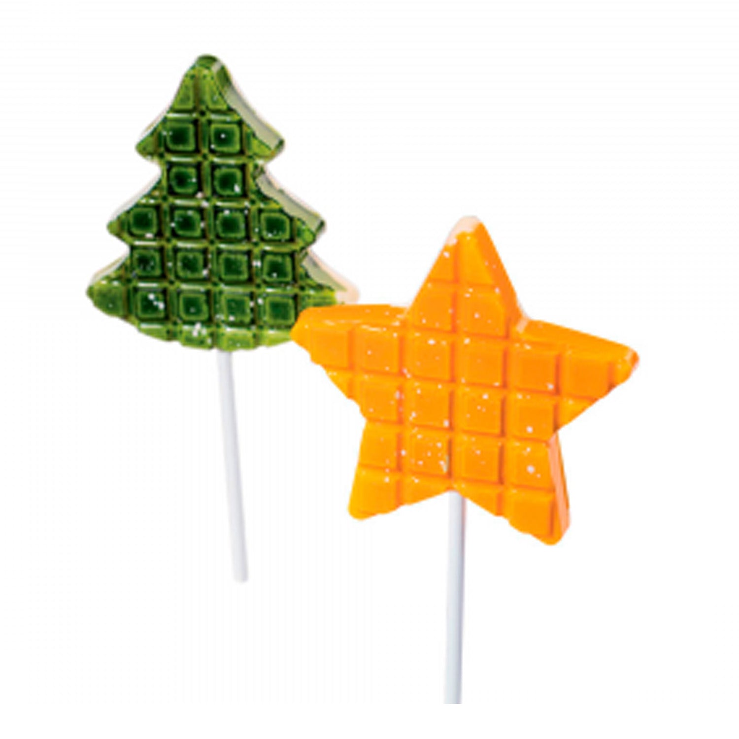 2 FORMAS PLÁSTICO PIRULITOS CHOCOLATE ÁRVORE E ESTRELA | 4U