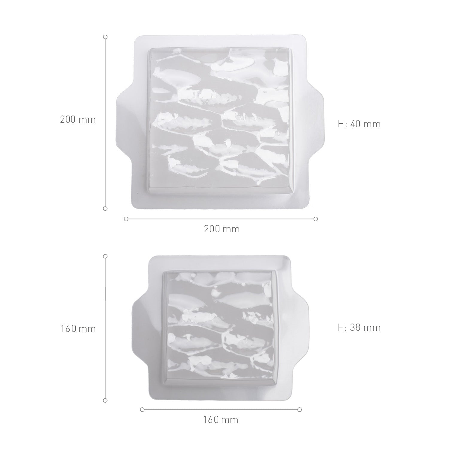 KIT 2 MOLDES PLÁSTICO SEMI FRÍO CUADRADO GRANDE/PEQUEÑO