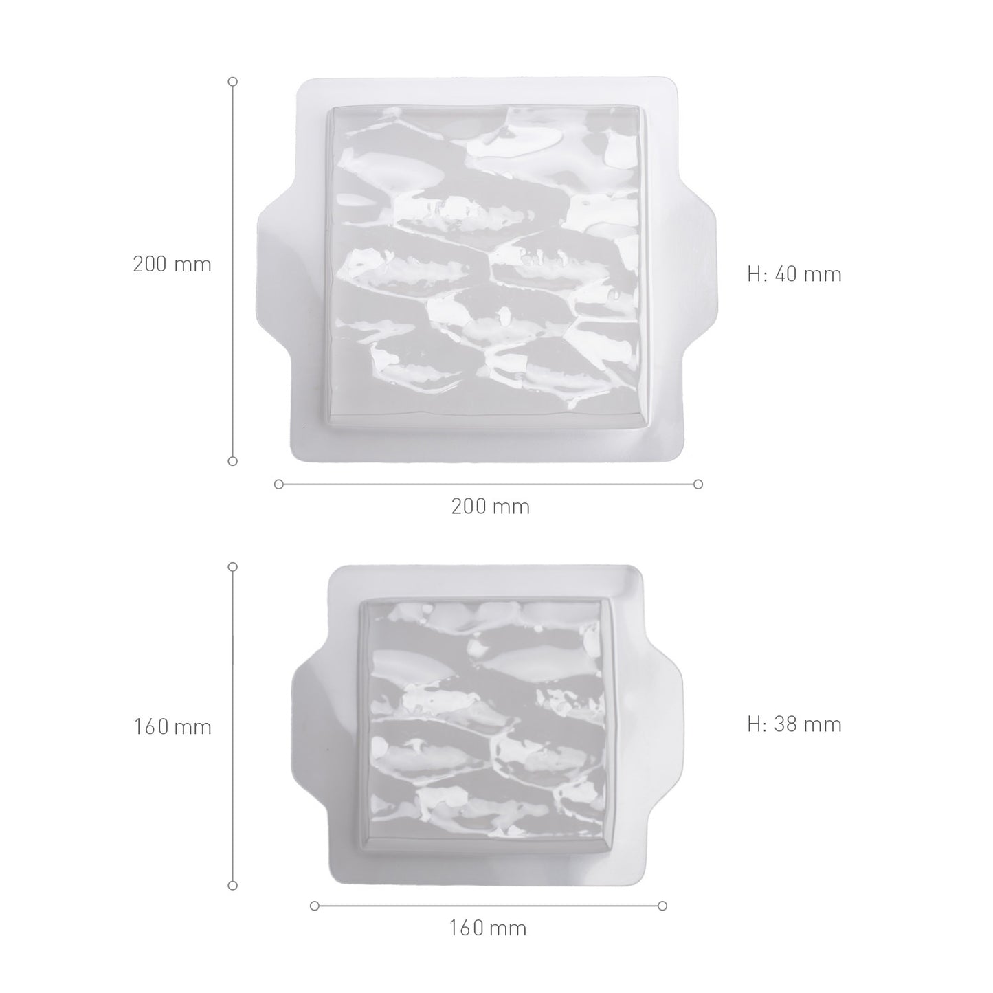 KIT 2 MOLDES PLÁSTICO SEMI FRÍO CUADRADO GRANDE/PEQUEÑO