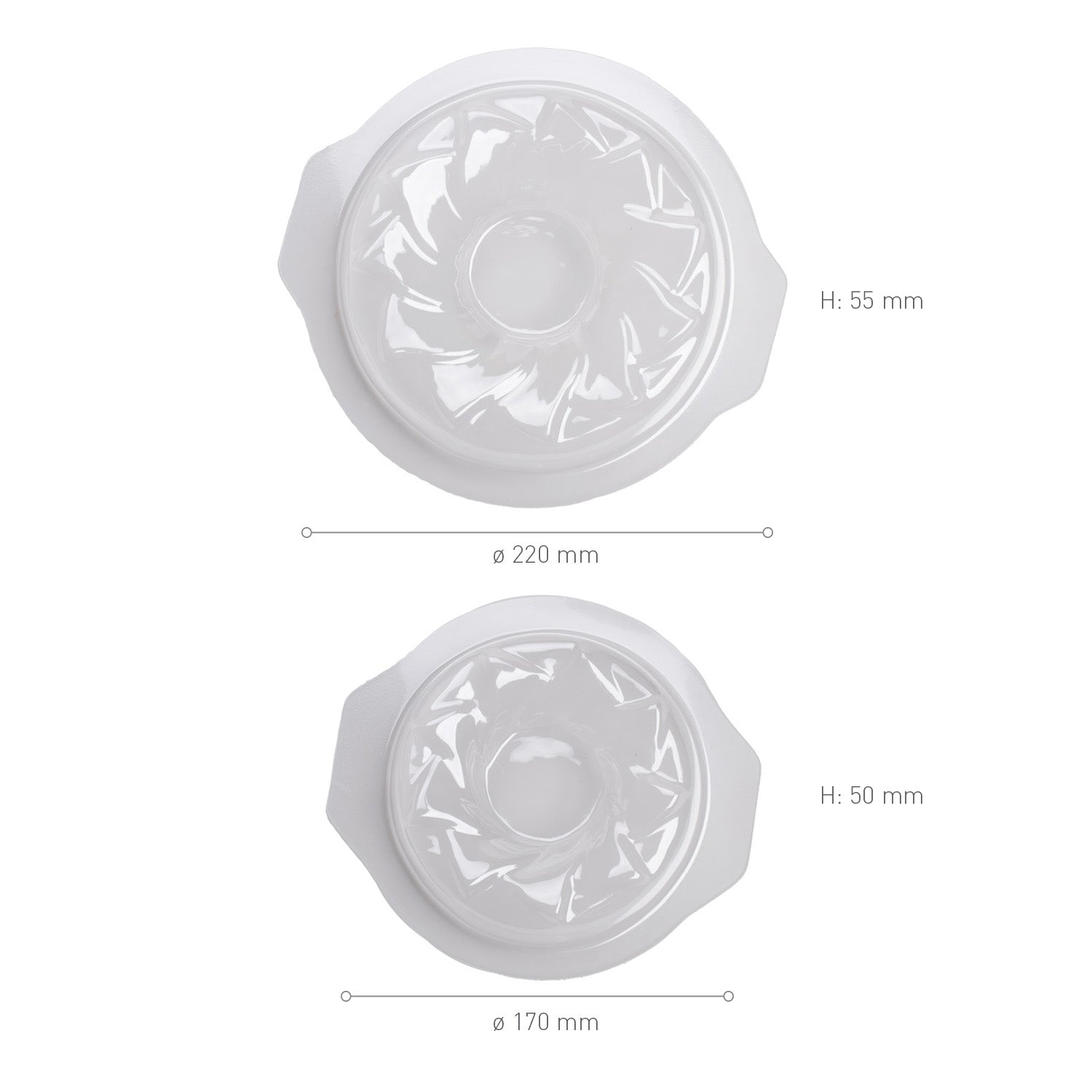 KIT 2 MOLDES PLÁSTICO SEMI FRÍO REDONDO GRANDE/PEQUEÑO