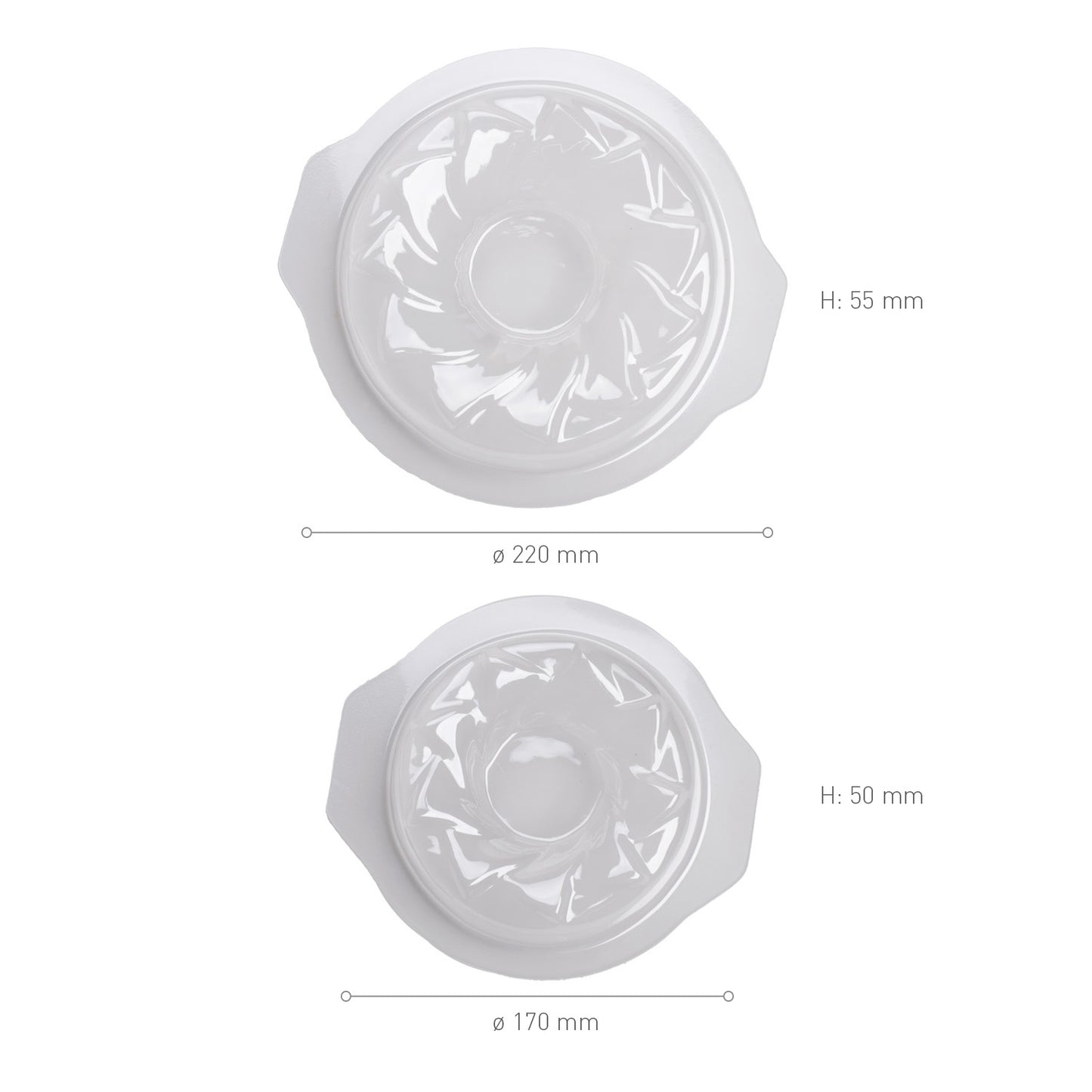 KIT 2 MOLDES PLÁSTICO SEMI FRÍO REDONDO GRANDE/PEQUEÑO