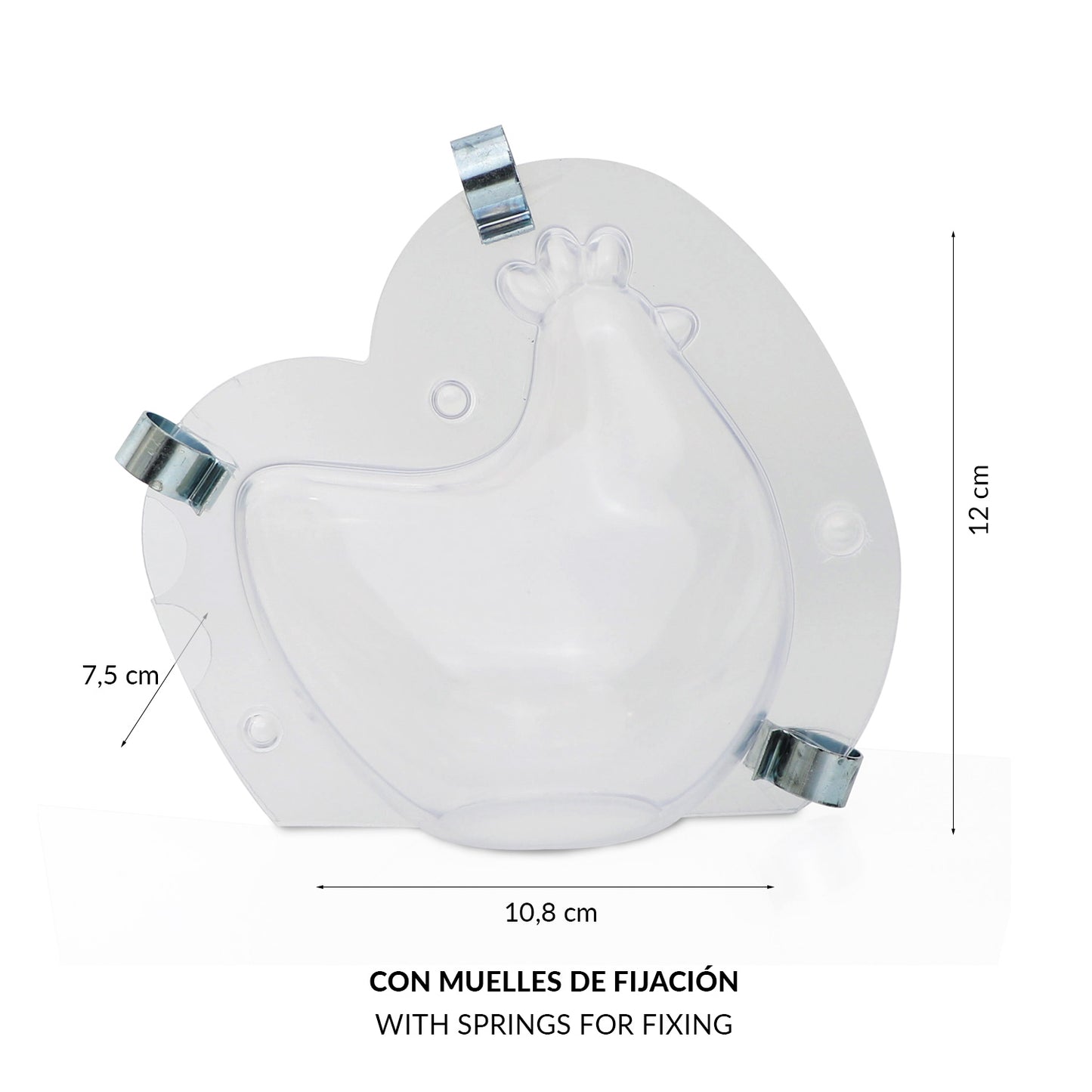 MOLDE PLÁSTICO TERMOFORMADO 3D GALINHA 108X75H120MM | 90GR