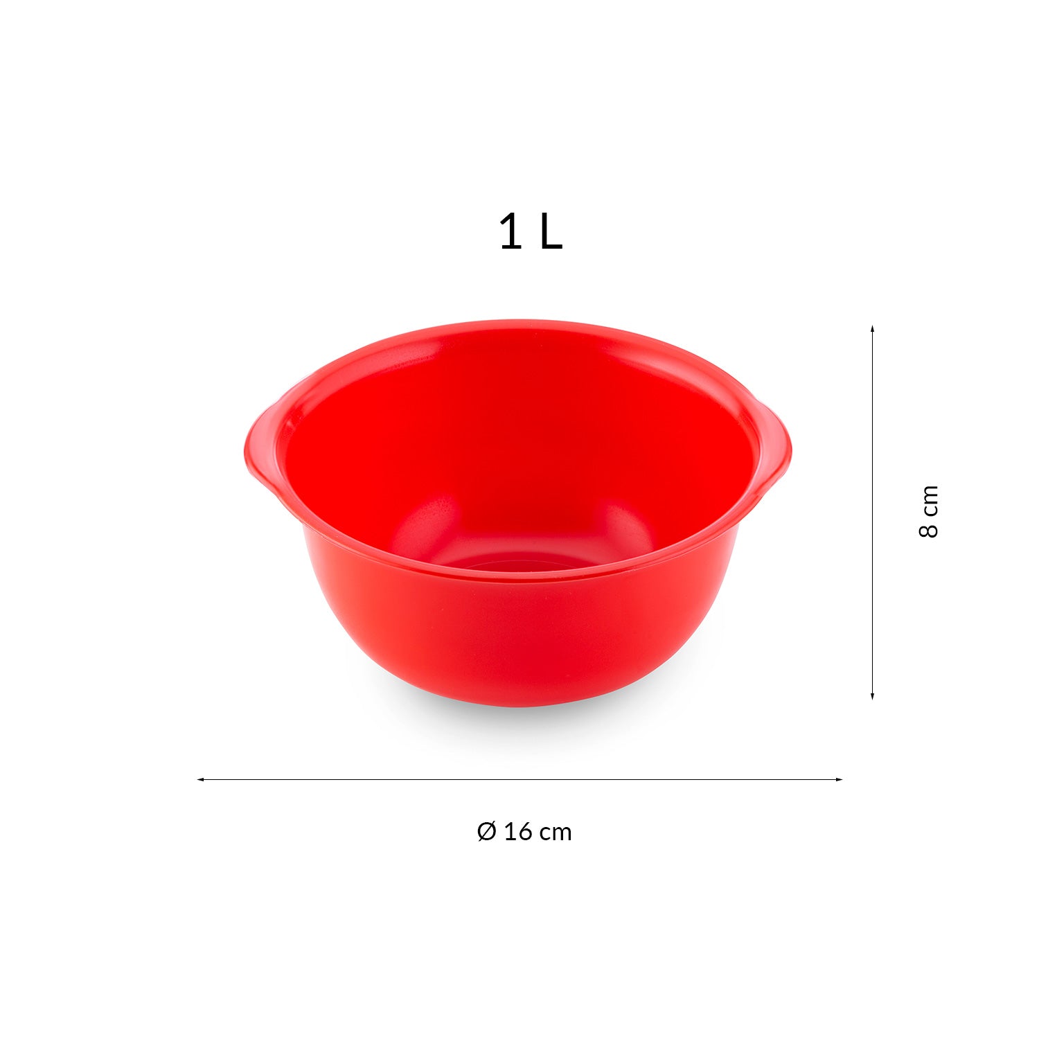 EASY GRIP MIXING RED PLASTIC BOWL | 1L Ø 16CM H 8CM