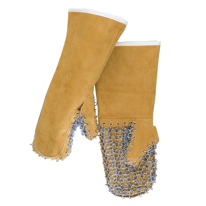 MANOPLA ANTI CALOR PIEL ANILLA LARGO 40 CM