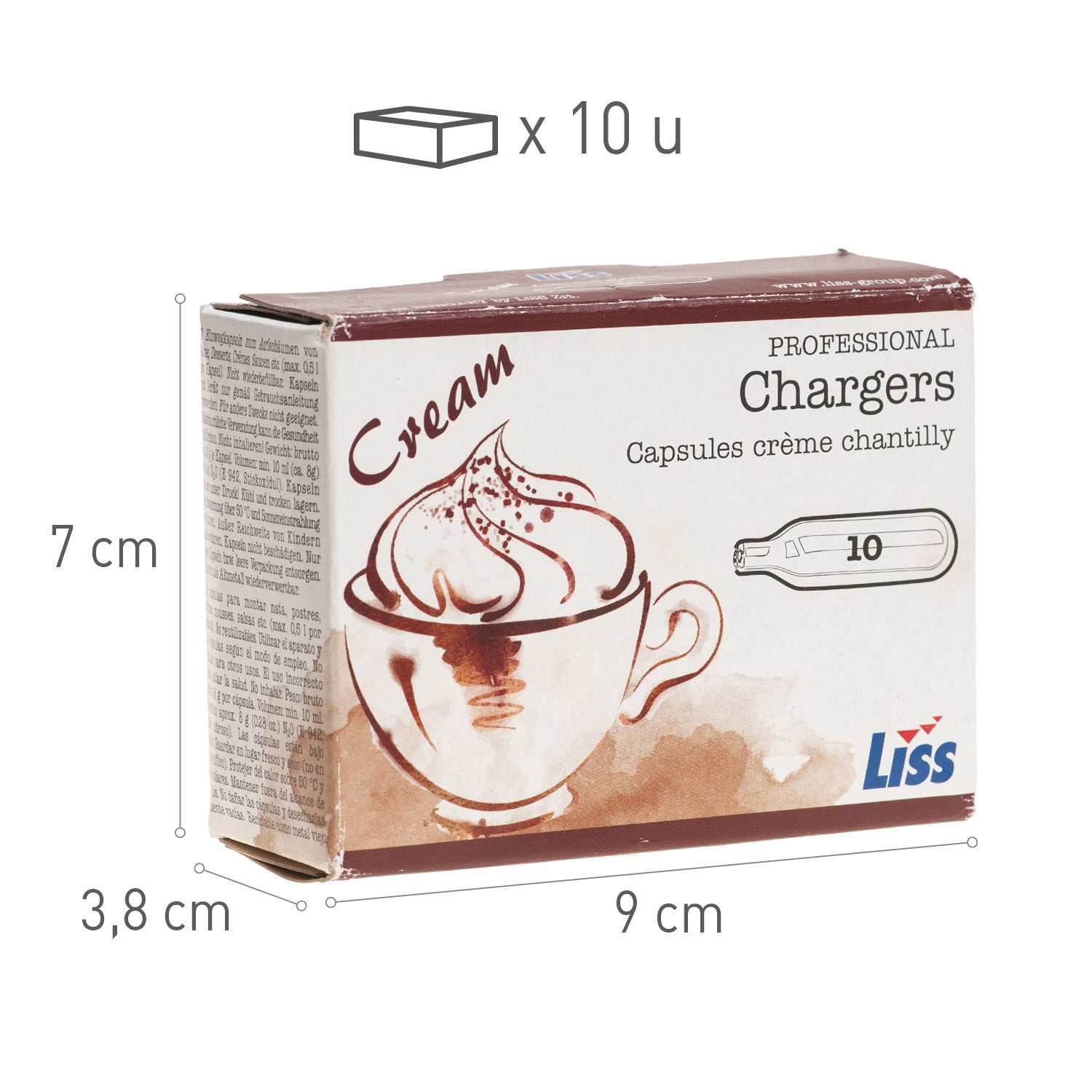 CARTUCHO PARA SIFÓN CREMA (NO2) 10 UDS